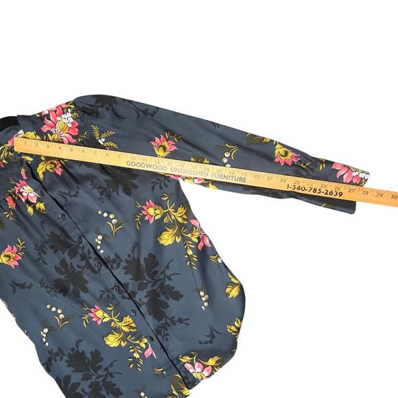 Ann Taylor Floral Blouse Long Sleeve Silky Button Down Shirt Womens XS Office - Picture 6 of 8